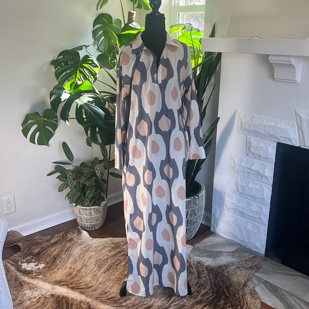 Lightweight maxi shirt dress with pockets